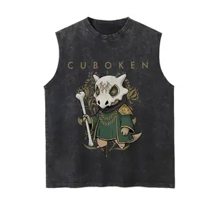 Retro Sleep To.ken Washed Tank Top, Gym Essential, Vintage Casual Crewneck Sleeveless Menswear T-shirt Classic Cotton Fabric Streetwear