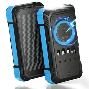 Solar Power Bank 49800mAh | 15W Wireless Charging | Built-in 4 Cables | 22.5W PD Fast Charging | Rugged Outdoor Power Bank for All Devices