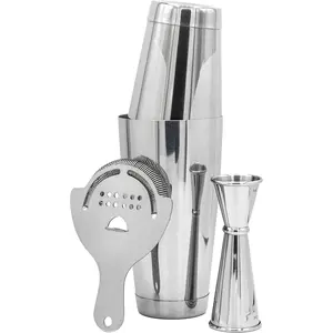 Pressional  Shaker Set Bending Kit: Weighted Boston Shaker Tins, Hawthorne Strainer and  Jigger