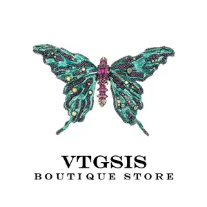 Synthetic zircon brooch, dreamy green butterfly brooch, high - end jewelry