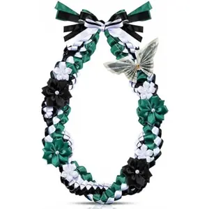 50" Graduation Lei 2026 Double Braided Ribbon with 4 Satin Flower Handmade Necklace, Class of 2026 Gift for Men and Women