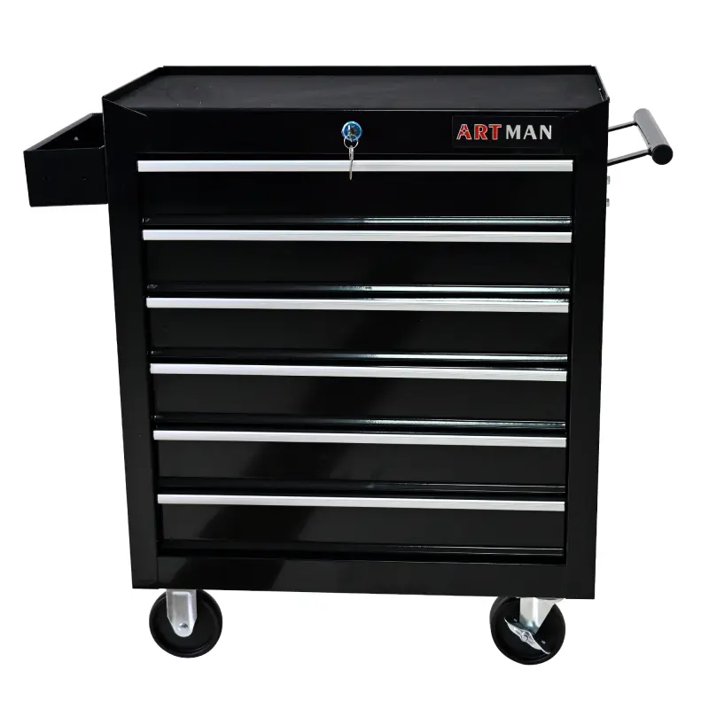 Rolling Tool Chest, 4-6 Drawer Tool Box with Wheels, Heavy Duty Industrial Service Cart Storage Organizer with Locking System, Rolling Tool Box Organizer Tool Case for Garage, Repair Shop-BLACK