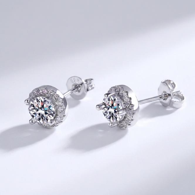 [2026 Trend Alert] Men's S925 Sterling Silver Round Cubic Zirconia Stud Earrings - Casual Sparkling Jewelry Gift for Him, Pretty Studs, High Quality Earrings