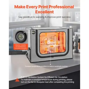 VEVOR 3D Printer Enclosure with Ventilation, Dustproof Waterproof Large Size 600D Oxford Cloth 3D Printer Tent, Constant Temperature Protective Case with LED, Designed for Bambu Lab A1 Combo, Grey