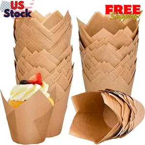 120 Counts Natural Tulip Cupcake Liners for Baking Cups