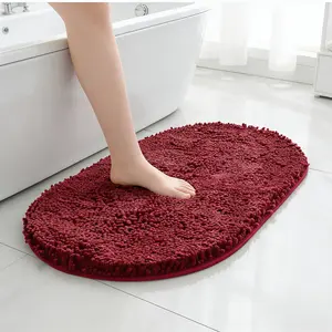 Chenille Bathroom Non-Slip Mat Ultra Absorbent Soft Carpet with Non-Slip Design Suitable for Bathrooms Kitchens Indoor and Outdoor Use Comfortable Durable Easy to Clean Oval Rug Bath Mats Quick Drying Mat rug Bathmat