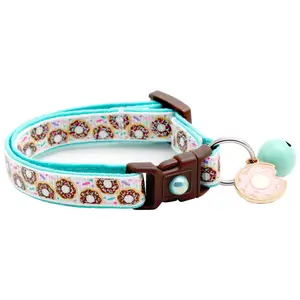 Sprinkle Doughnuts Breakaway Safety Cat Collar with Jingle Bell & Charm by Pugs2Persians Donut