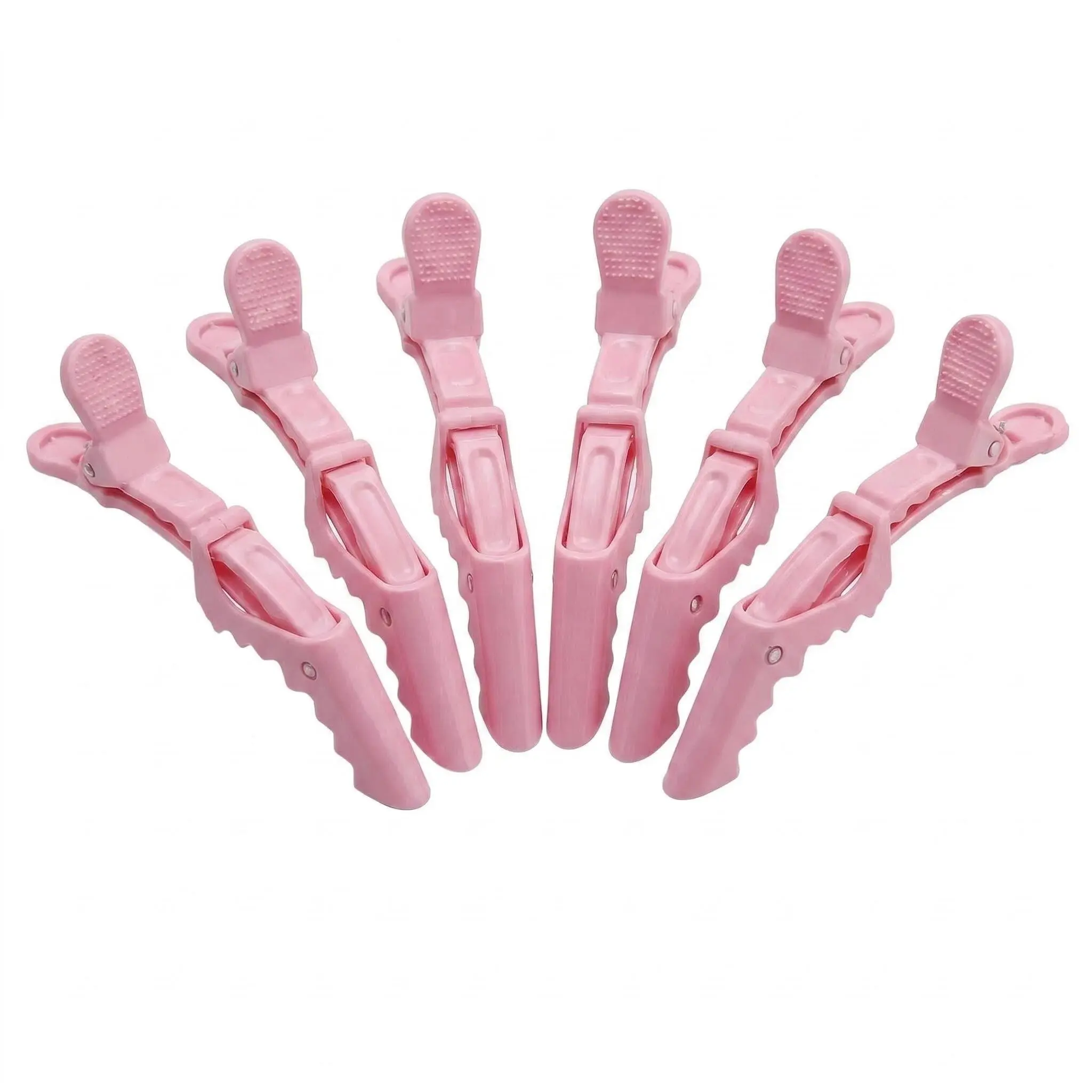 6 Pcs Alligator Hair Clip for Styling Sectioning - Salon Hair Clip for Thick Hair, Plastic Hair Styling Clip with Wide Teeth & Double-Hinged Design (Pink)