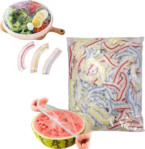 Plastic Bowl Covers Dish Cover Food Cover, 100pcs Reusable Elastic Stretch Fresh Keeping Covers, Kitchen Dining Cookware Canning Lids Food Bags, Universal Kitchen Plastic Wrap