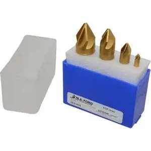 M.A. Ford 4-Piece High Speed Steel Single End Countersink Set (Set of 4) - 6 Flutes, 60° Included Angle, 1/4-1" Head Diam, 1/4-1/2" Shank Diam (Model 79T000011)