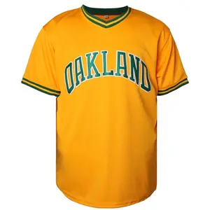 Men's Baseball Jersey #33 Yellow Printed Short Sleeve V-neck Stretch Fabric Sports Top for All Lovers