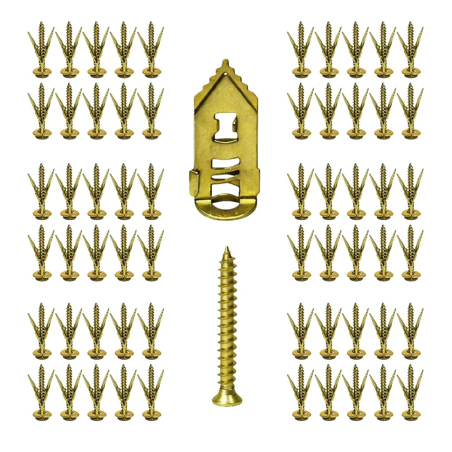 120PCS Self Drilling Drywall Anchors with Screws Kit, Zinc Plated Steel Drywall Grip Anchors, No Pre Drill or Holes in Wall, Zinc Expansion Screws for Shelves, Mirrors, Curtain Rods, Picture Frames