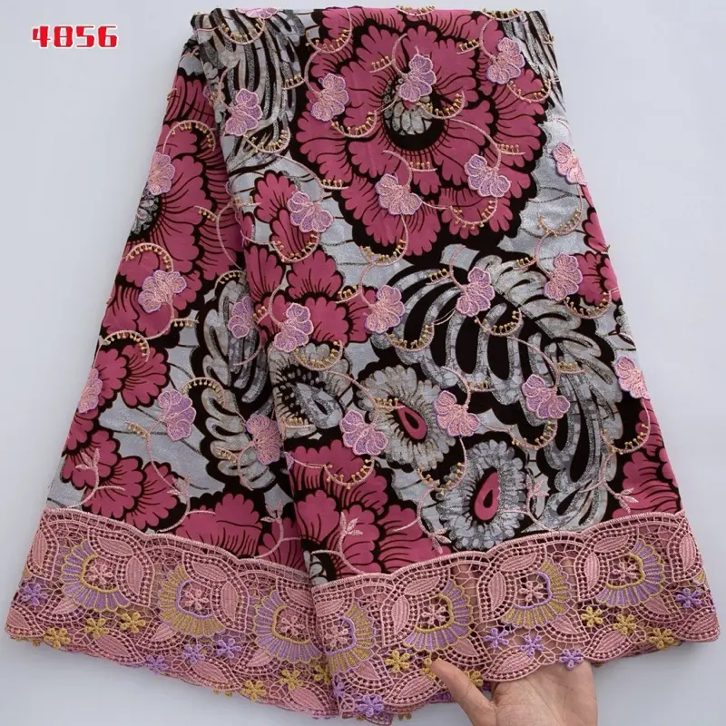 Ankara Wax Lace Fabric 5yards African Nigerian 100% Cotton Wax Print Fabric Guipure Lace