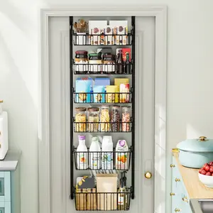 4/6/8 tier,Hang storage racks on the doors,No punching storage basket with suction cup,Hanging space-saving storage rack,Seasoning rack, snack rack, household goods storage rack,Suitable for kitchen, storage room, cabinet, bathroom