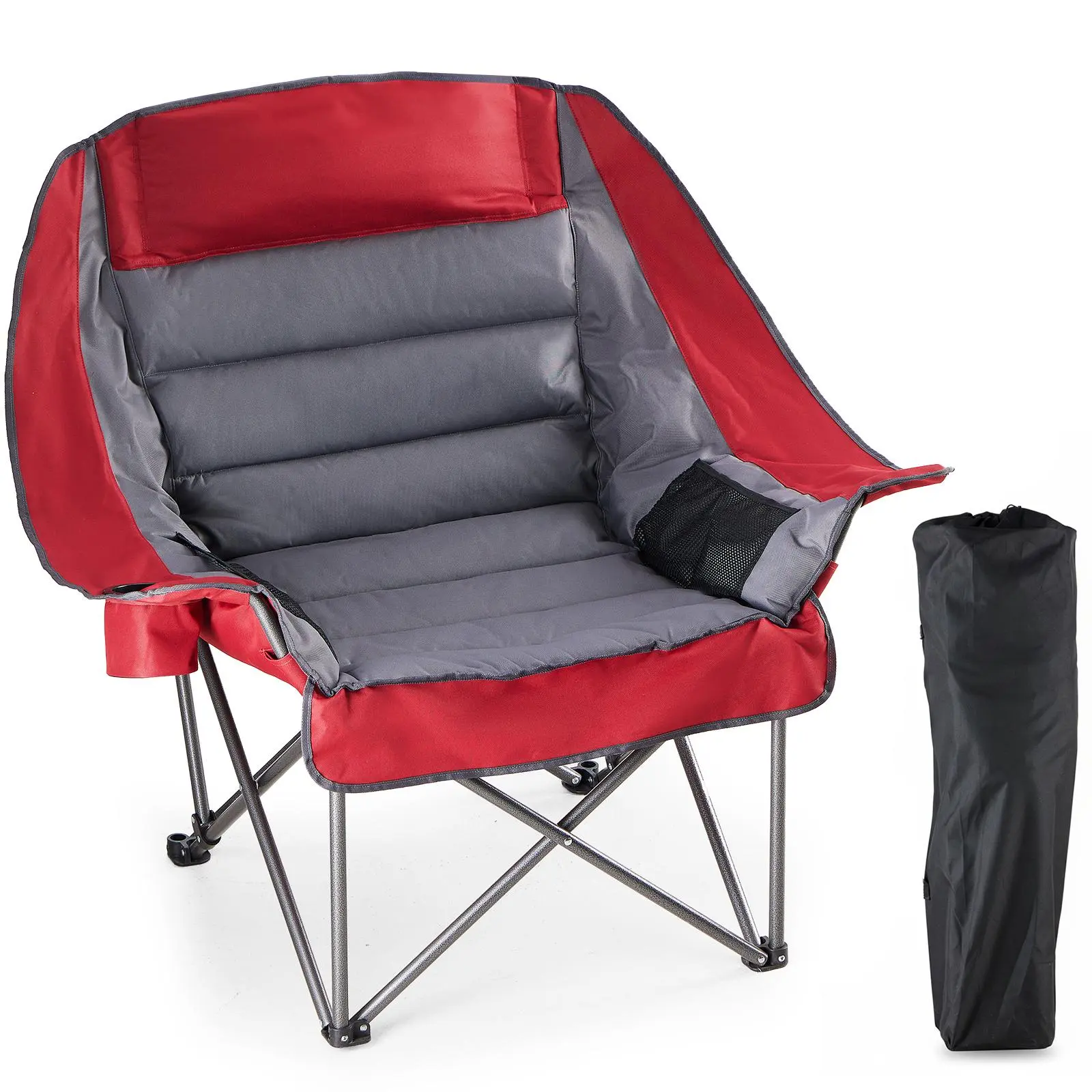 Lightweight Portable Folding Camping Chair, 11 Lbs with Compact Fold & Carry Bag, Reinforced Steel Frame Chair for Outdoor Concert Glamping Travel