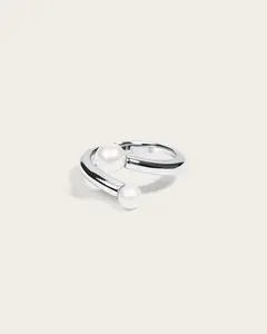 Cora Spiral Pearl Ring - Sterling Silver