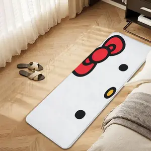 Sanrio Hello Kitty Soft Floor Mat with Red Bow and Polka Dots for Cozy Home Decor - Soft Comfortable and Easy to Clean