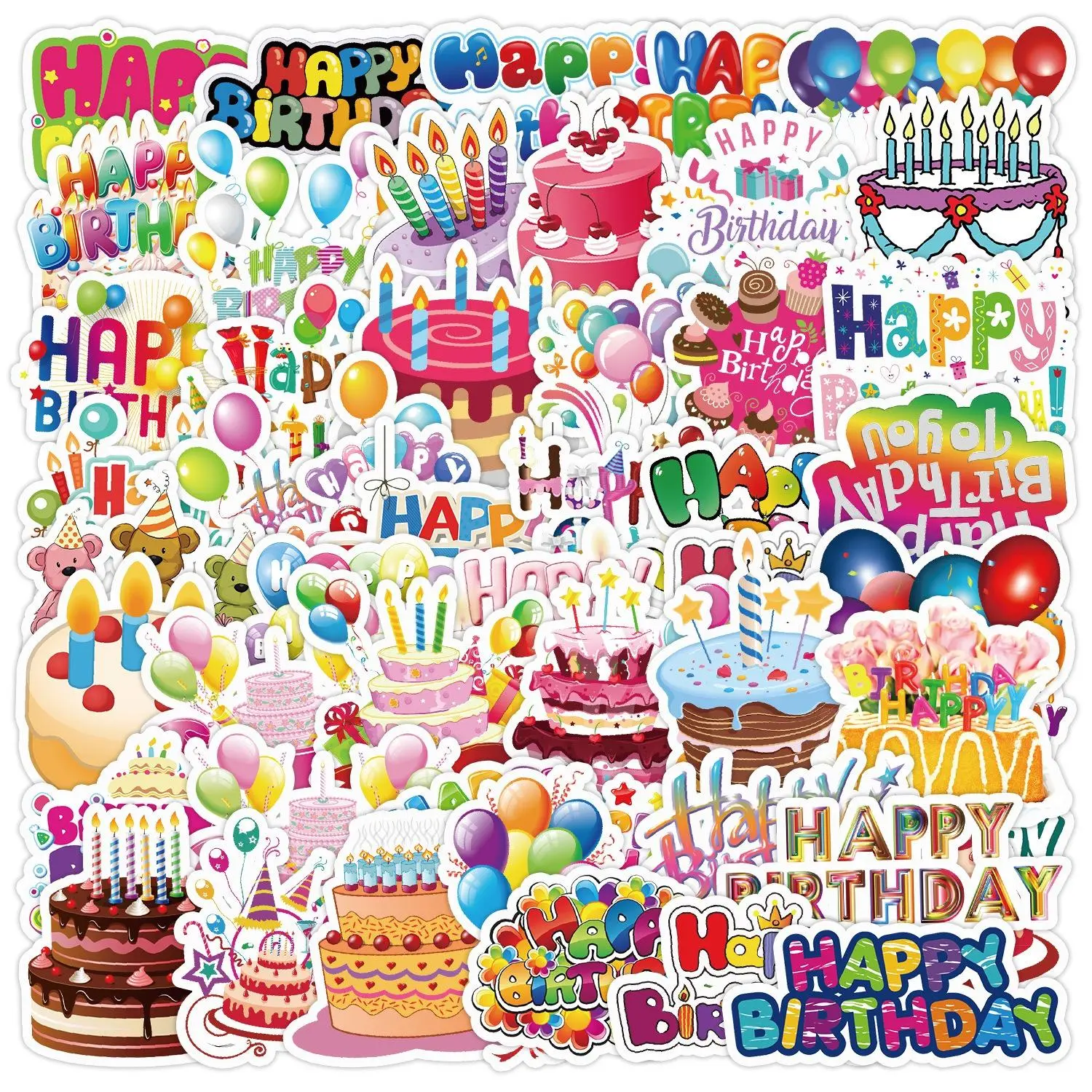 Happy Birthday Themed Sticker, Cute Birthday Decorative Sticker, Decorative Sticker for Scrapbook, Diary, Laptop, Water Bottle, Car