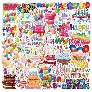 Happy Birthday Themed Sticker, Cute Birthday Decorative Sticker, Decorative Sticker for Scrapbook, Diary, Laptop, Water Bottle, Car