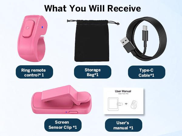 DATAFY Page Turner Ring for Kindle, Hands-Free Remote Control with Storage Bag, Camera Shutter & Video Recording, eReaders Clicker for Kindle iPad iPhone Tablets