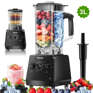 PRASKY High-Speed Blender for Smoothies, 2400W/1000W Countertop Food Processor, 25000RPM, 3L/102oz BPA-Free with 2 Containers, for Ice Crushing, Soups, Frozen Drinks, Nut Butters & Baby Food