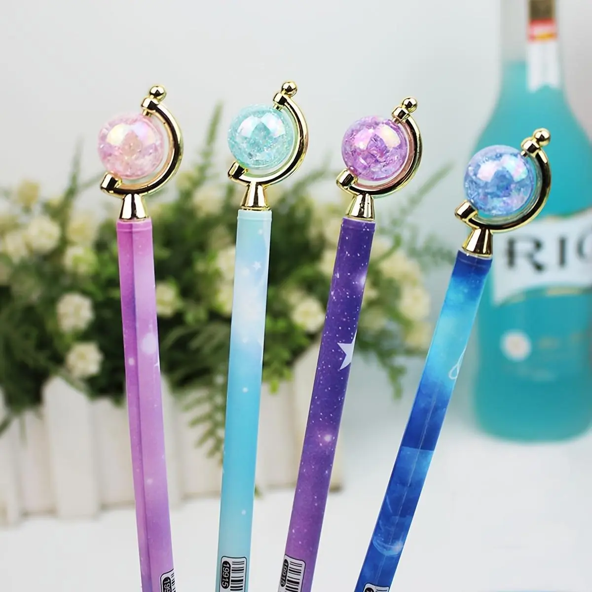 Starry Sky Glass Planet Ballpoint Pen, 4/8 Counts Smooth Writing Pen, Comfortable Grip Pen for Home, School and Office Use, Ballpoint Pen Set, Ballpoint Pen Kit