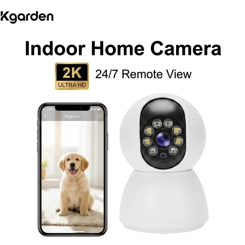 Kgarden 2K 3MP WiFi Indoor Security Camera, Dual Band 2.4G/5G WiFi 360° Pan Tilt Surveillance Cam, AI Human Detection, Works with Smart Home Monitor