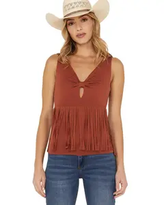 Idyllwind Women's Bluebell Twist And Fringe Top - Iwsu22k75-Pec