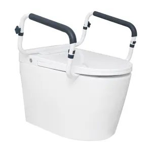 Toilet Safety Rail And Grab Bar Frame, 300 Lbs Capacity, Adjustable Width For Most Toilets, Easy Installation, Padded Armrests, Handicap Accessible Support For Disabled And Seniors
