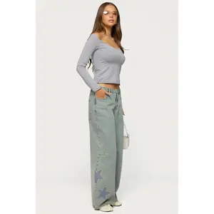 Trish Stars Low Rise Baggy Jeans