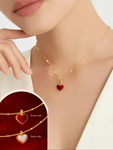 Women's Heart Pendant Necklace, Elegant Alloy Chain Design, Perfect Gift for Loved Ones, All-Season Jewelry Accessory
