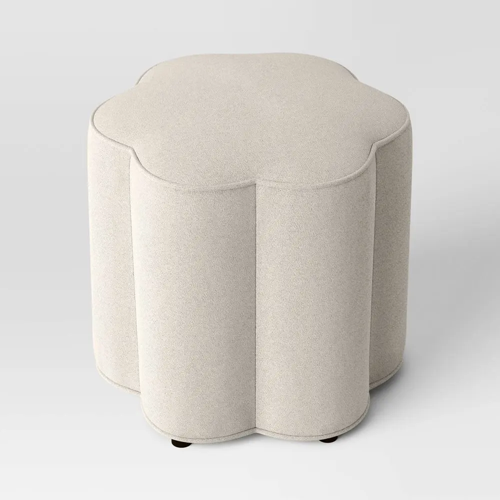Scallop Upholstered Ottoman Cream - Room Essentials