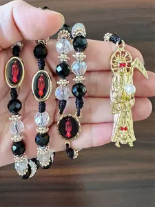 Unisex Street Trend Multicolor Beaded & Pendant Necklace, Goddess Necklace, Trendy Vintage Rosary Necklace, Chic Jewelry As Gift for Friends