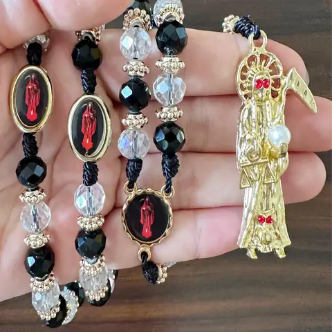 Unisex Street Trend Multicolor Beaded & Pendant Necklace, Goddess Necklace, Trendy Vintage Rosary Necklace, Faith Necklace, Religious Jewelry Gift, Chic Jewelry As Gift for Friends