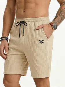 Men's casual stretch knitted loose breathable jacquard heavyweight sports shorts with summer texture pattern