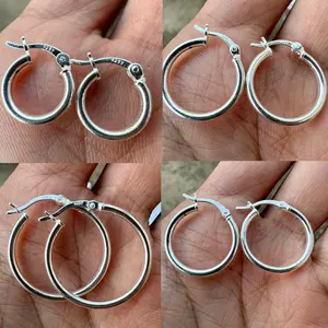 Sterling Silver 925 Italy Small Medium Large Hoop Earrings for Men Women