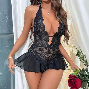 Women's Sexy Fitted Jumpsuit, Romantic Cute Style, Semi-Transparent Breathable Fabric, Ideal for Dates Parties, Role Play, All Seasons