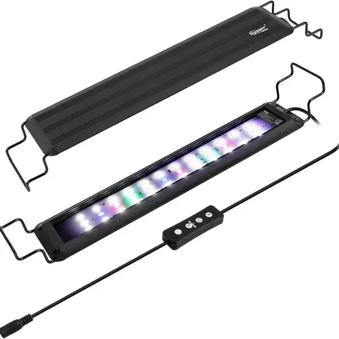 hygger Full Spectrum Freshwater Fish Tank Lamp - RGB Light with 10%-100% Dim, 10 Levels of Brightness, 6h/8h/12h Timer Control & Adjustable Settings for Aquatic Plants