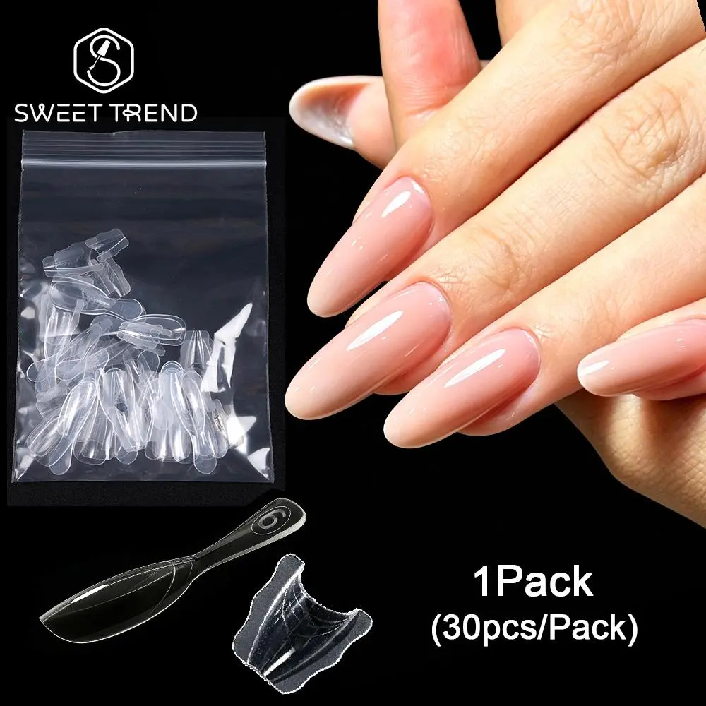 SWEET TREND-Sandwich Dual Nail Forms 15 size 60pcs Oval Extension Dual Form Top/ Bottom Nail Forms DIY Manicure Extensions Tool