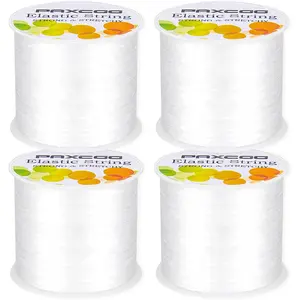 4 Rolls Elastic String for Bracelets, Stretch Magic Elastic String Bead Cord Jewelry Thread for Bracelet, Necklaces, Clay Beads, Pony Beads (White)