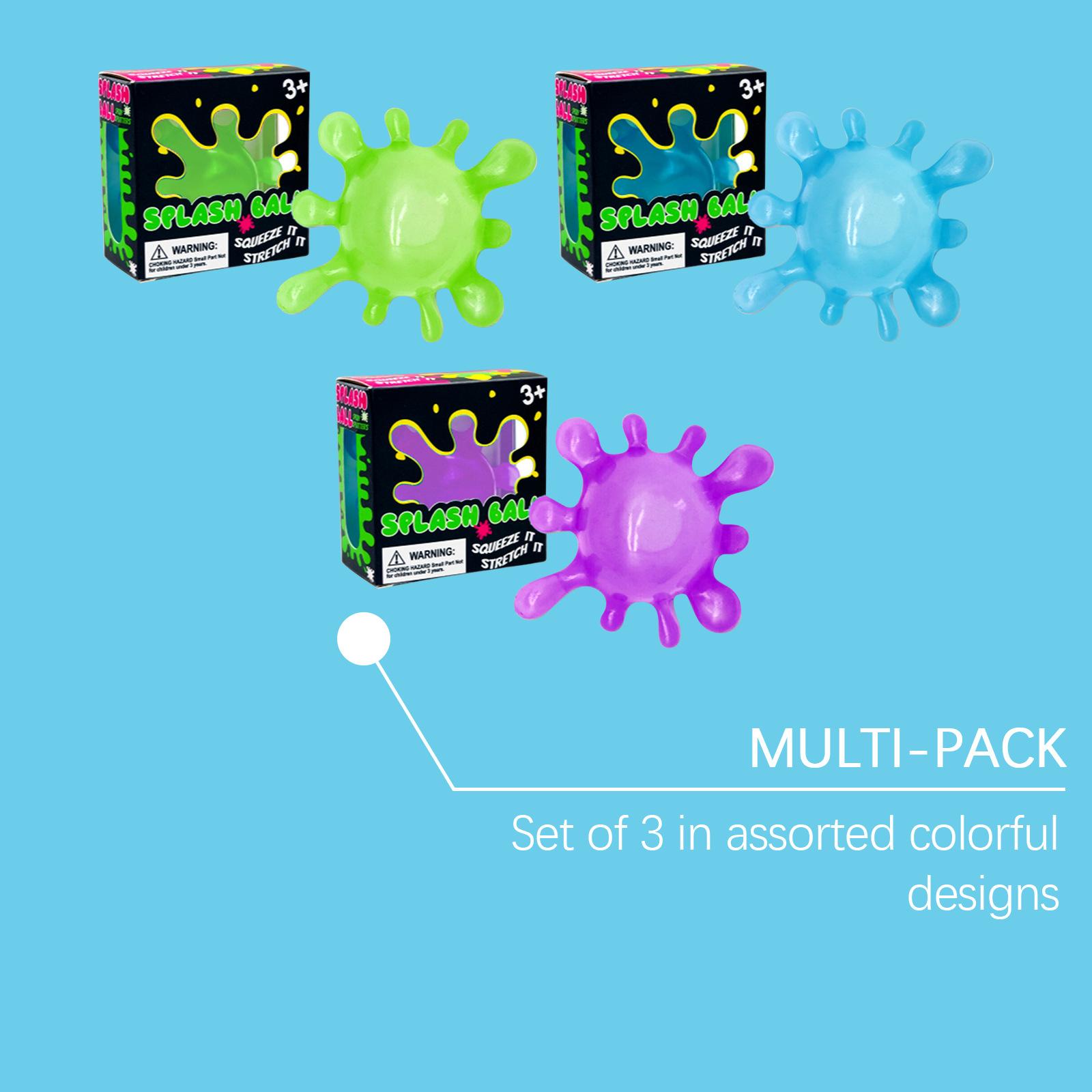 Stretchable squeeze Splash Ball toy for stress relief, blue water drop sensory fidget toys for kids and adults, squishy splat ball toy for anxiety relief, cool office desk toys, birthday party favors, stocking stuffers, sensory classroom prizes