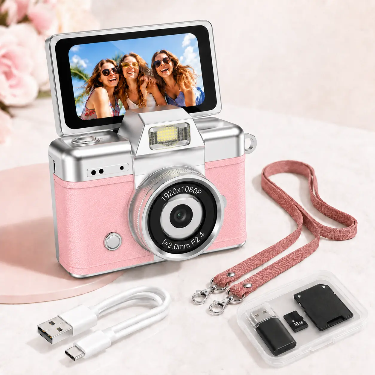 Y2K Compact Pocket Vlogging Point & Shoot Camera Keychain, Cute 1080p HD Device with Flash, 0.96" LED Screen, MP4 Support, SD Slot, Memory Stick Compatibility, Retro Tool for Travel, Party