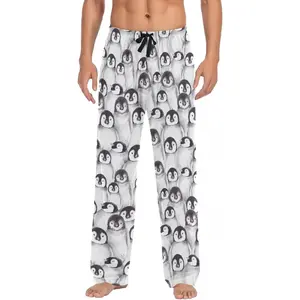 Men's Pajama Pants Super Soft Cute Penguins Sleep Lounge Pants Pjs Bottoms with Pockets
