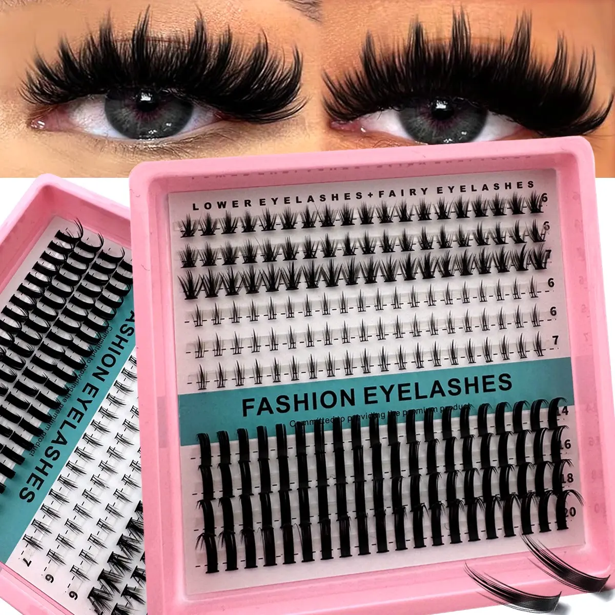300D/Bottom Lash Clusters, High Quality Eyelashes, False Eyelashes Clusters, Eyelash Extensions Manga Lash Clusters Spike Lashes Individual Lash Clusters Lower Lashes 6-20mm Natural Band Eyelash Clusters 217pcs Bottom Lash Extension By Calphdiar