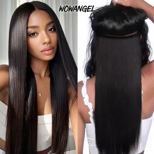WOWANGEL Clip in Hair Extensions Real Human Hair, Human Hair Extensions Clip ins for Women, Natural Human Hair, 20inch 120g 7Pcs, Natural black Straight Hair