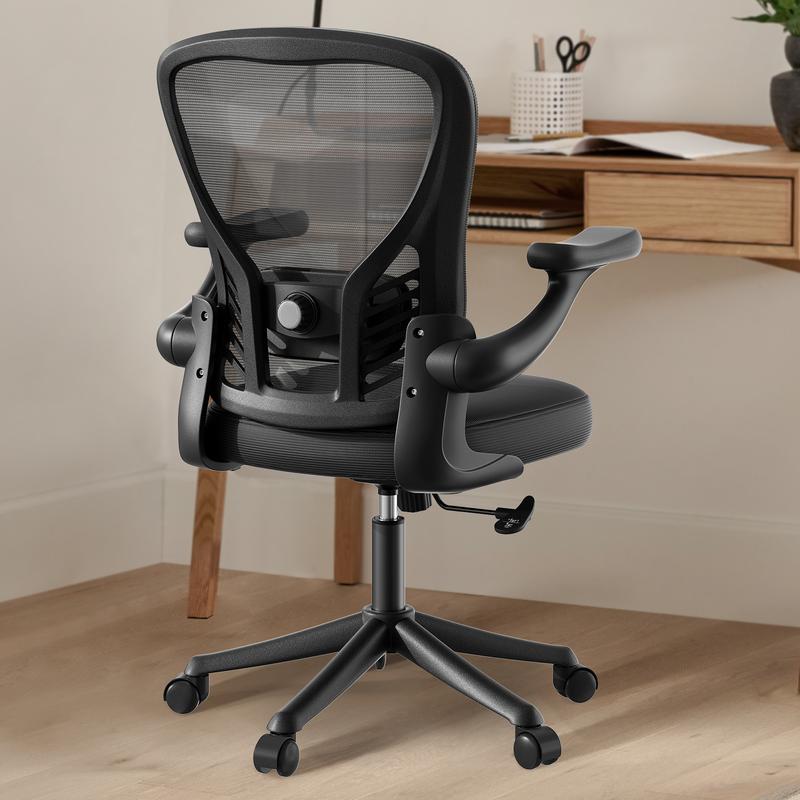 Ergonomic Office Chair, Mesh Desk Chair with AdjustableLumbar Support and 3D Flip-up Arms, Computer Chairwith Wheels, Black, Computer Desk Chair, ErgonomicOffice Desk Chairs with Mesh Back, Adjustable LumbarSupport, Rocking Function