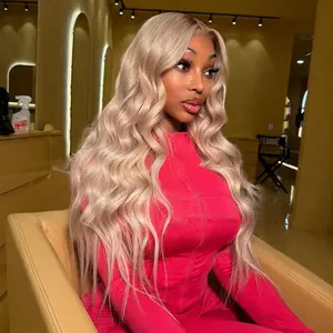 Omber Blonde Body Wave 13x6 HD Transparent Lace Front Human Hair Wig Ash Blonde with Brown roots Ombre Colored Wigs Human Hair With Baby Hair For Women