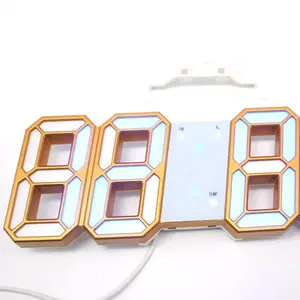 Digital Timer Nightlight Watch Alarm Clock 12/24H Brightness adjustable 3D LED Table Wall Clock Decor Plastic Room