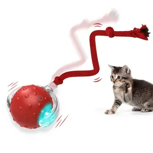 Interactive Cat&dog Toys Ball for Indoor Cats&Dog Fast Rolling on Floor Carpet, Chirping & Motion Activate Cat &dog Toys(Red) long tail Auto Interactive Cat Toy Wand