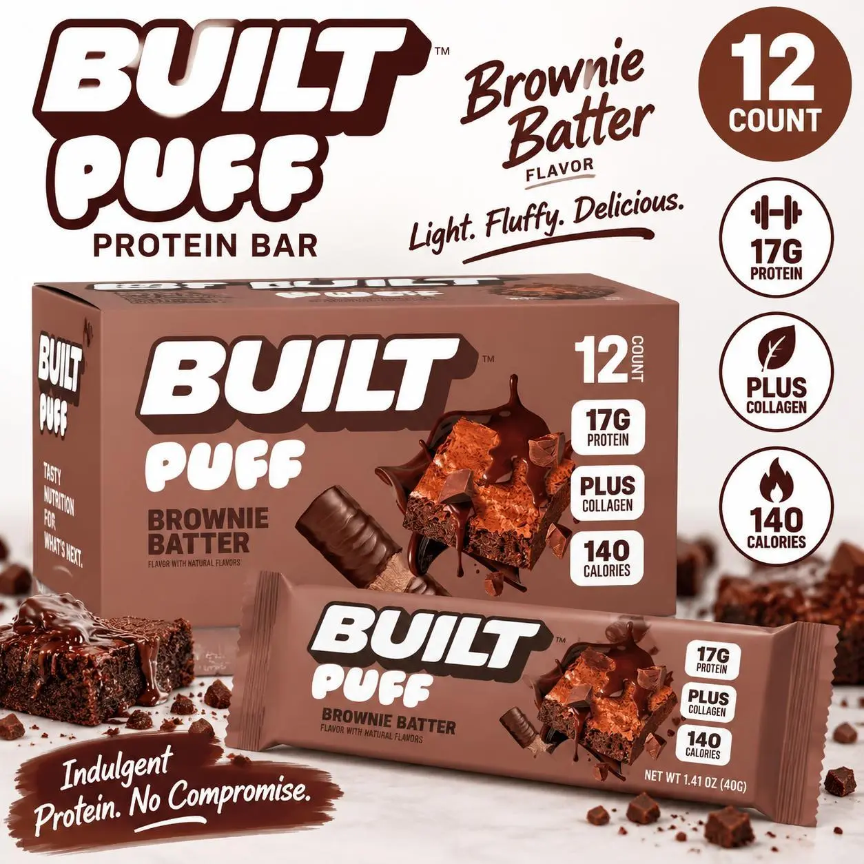 ThayerBUILT Puff Protein Bar Brownie Batter 1.41 oz 12 ct ThayerBUILT Puff Protein Bar Brownie Batter 1.41 oz 12 ct